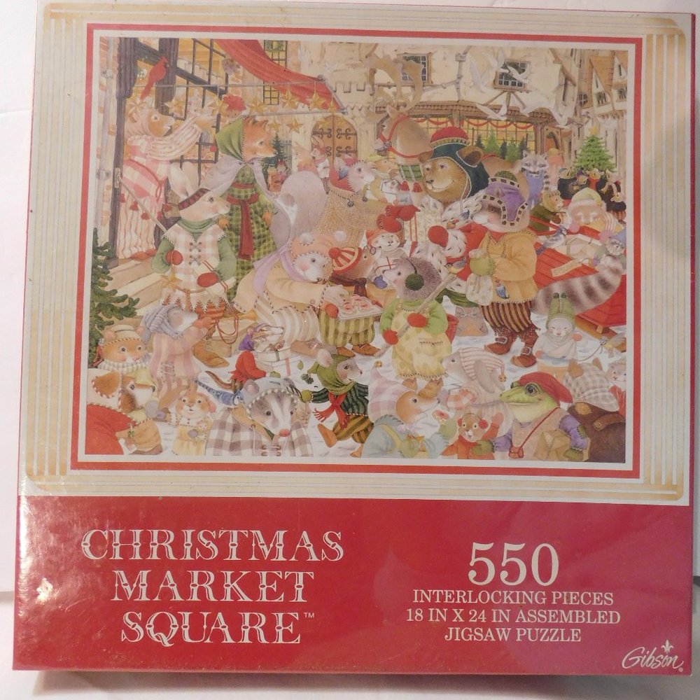 New Christmas Market Square 550 Piece Jigsaw Puzzle Vintage 1997